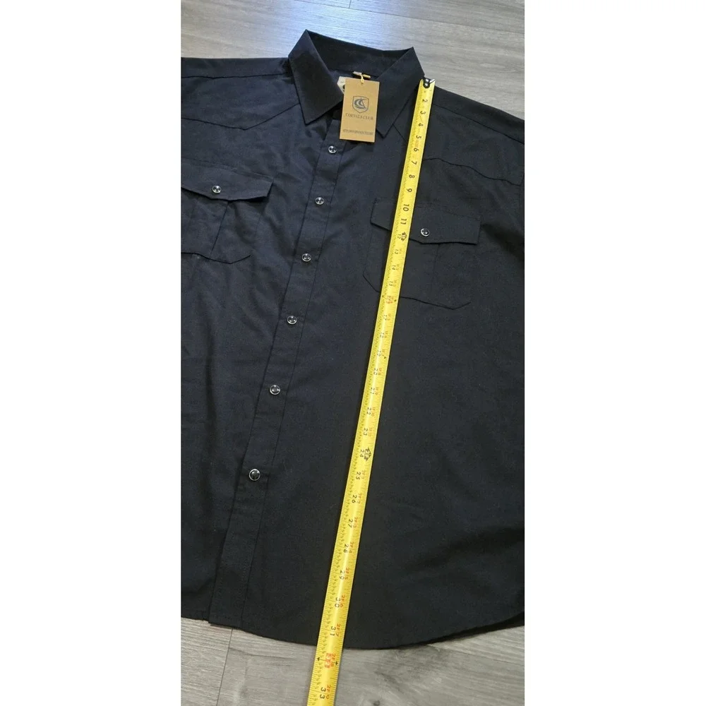 Coevals Club Pearl Snap Shirt Men 2XL Black L/S Roll Tab Sleeve Western NWT